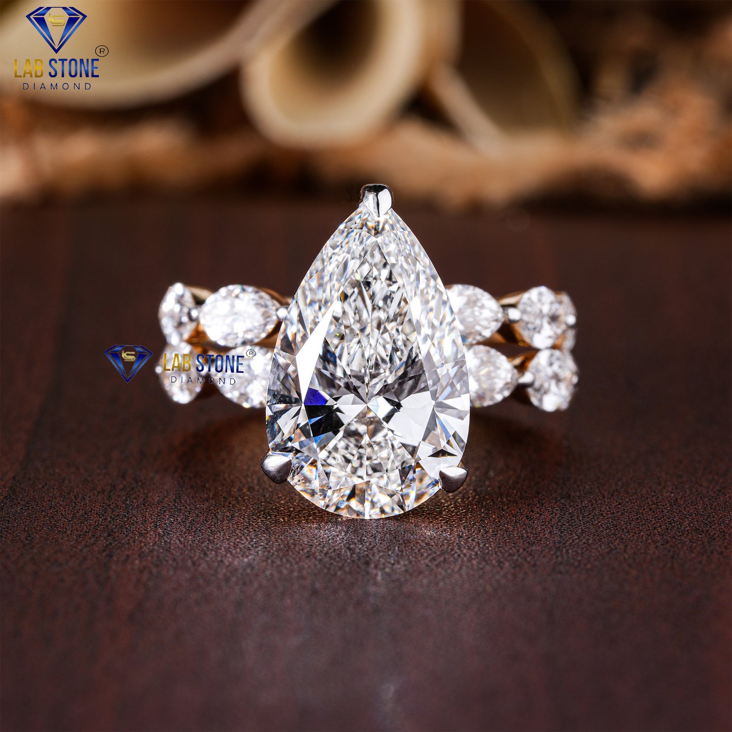 8.89 TDW Pear, Marquise & Round Cut Diamond Women’s Ring with Band