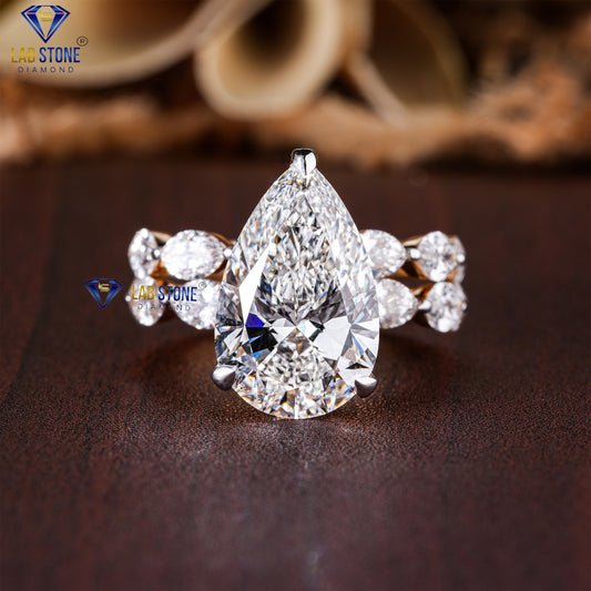 8.89 TDW Pear, Marquise & Round Cut Diamond Women’s Ring with Band