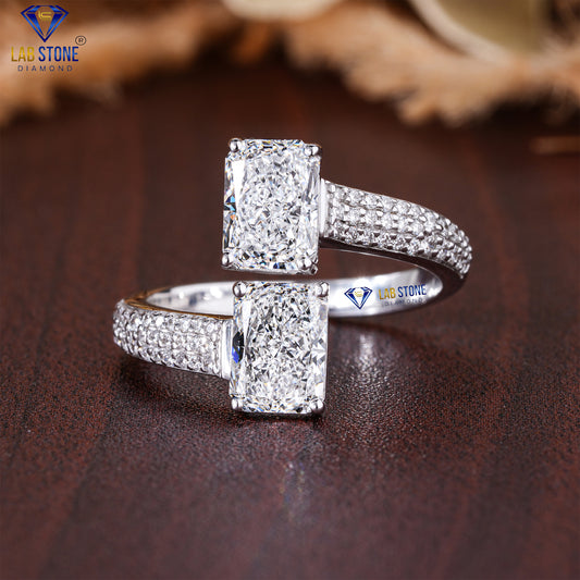 2.41 TDW Radiant & Round Cut Diamond Women's Engagement Ring