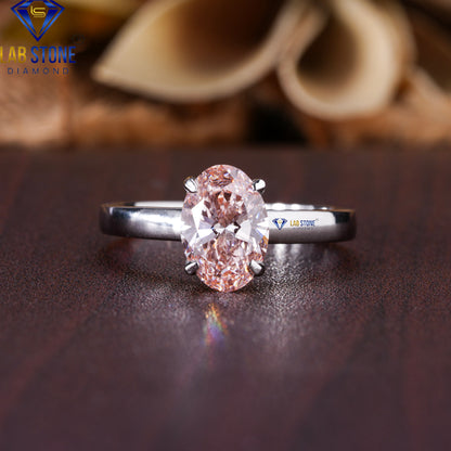 1.51 TDW Fancy Pink Oval Cut Diamond Women's Solitaire Ring