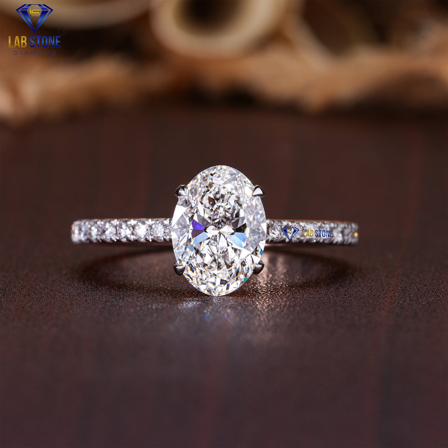 2.16 TDW Oval & Round Cut Diamond Women’s Hidden Halo Ring