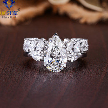 4.86 TDW Pear Cut Diamond Women's Ring with Band