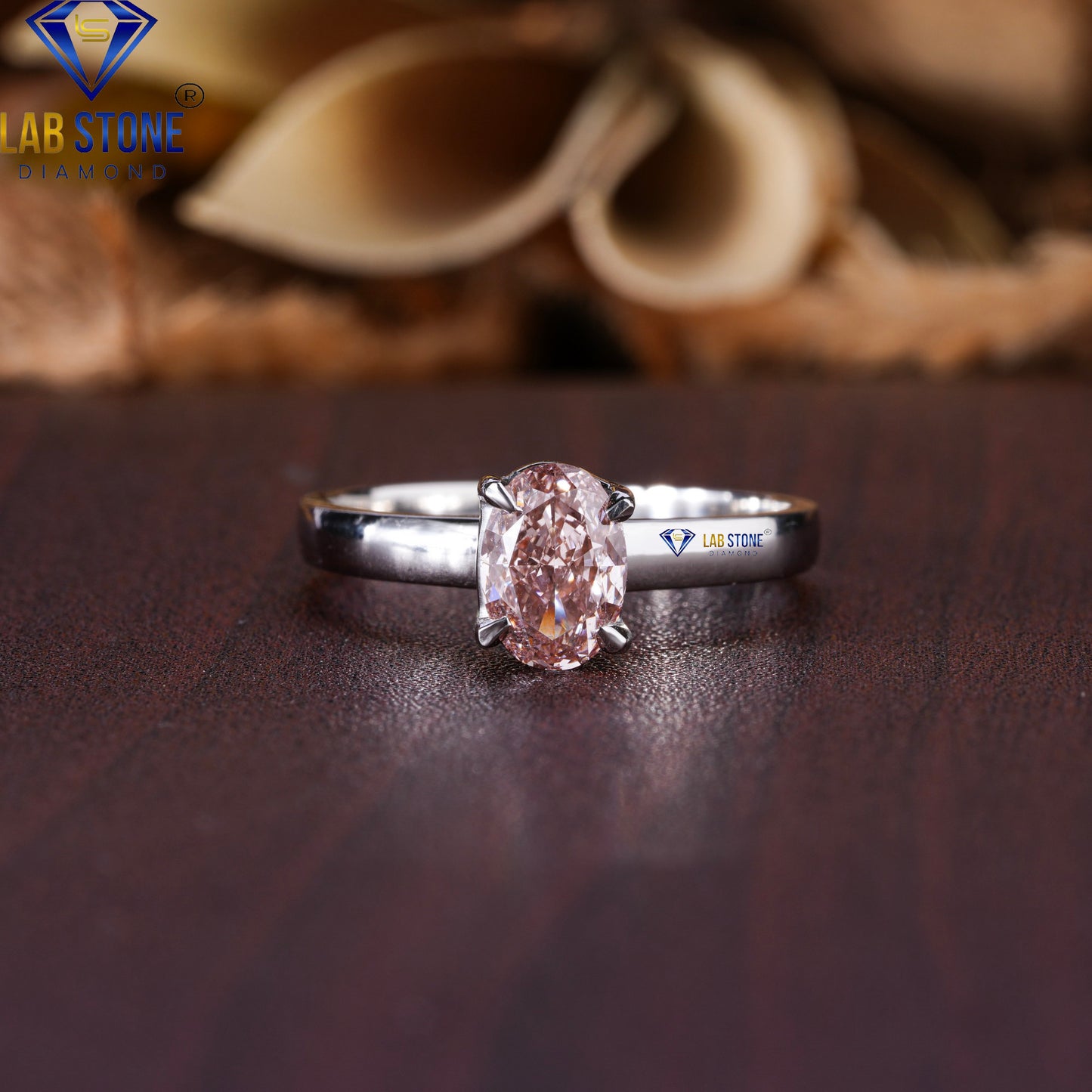 1.01 TDW Fancy Pink Oval Cut Diamond Women's Solitaire Ring