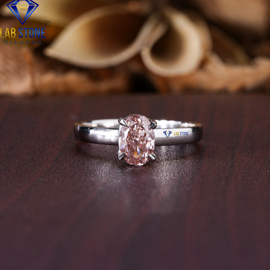 1.01 TDW Fancy Pink Oval Cut Diamond Women's Solitaire Ring