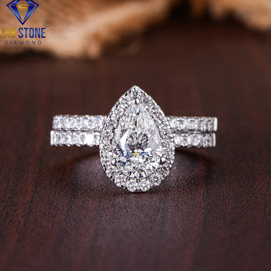 1.57 TDW Pear & Round Cut Diamond Women's Ring with Band