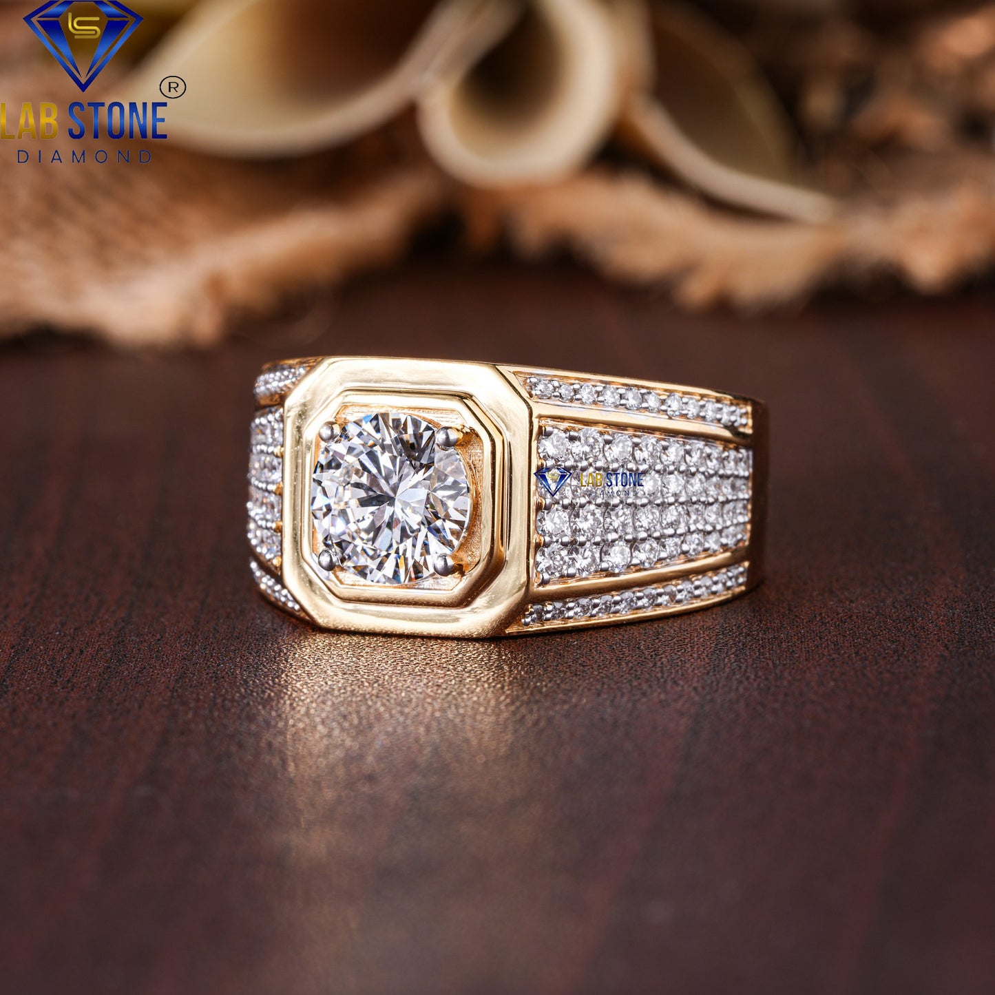 2.73 TDW Round Cut Diamond Men's Engagement Ring