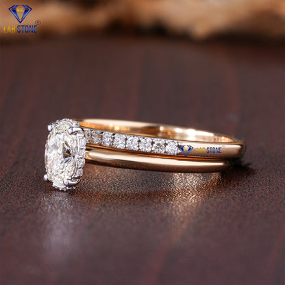 0.69 TDW Oval & Round Cut Women's Diamond Ring with Band