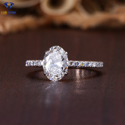 2.16 TDW Oval & Round Cut Diamond Women’s Hidden Halo Ring