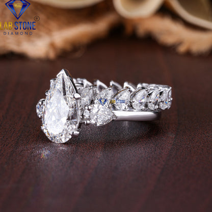 4.86 TDW Pear Cut Diamond Women's Ring with Band