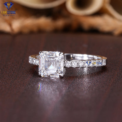 1.54 TDW Asscher & Round Cut Diamond Women's Engagement Ring