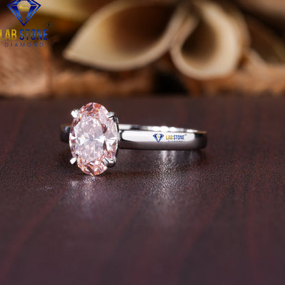 1.51 TDW Fancy Pink Oval Cut Diamond Women's Solitaire Ring