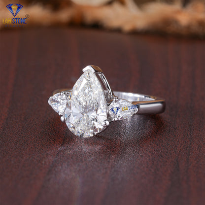 3.67 TDW Pear Cut Diamond Women's Three Stone Ring