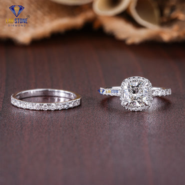 1.67 TDW Cushion & Round Cut Diamond Women's Ring with Band