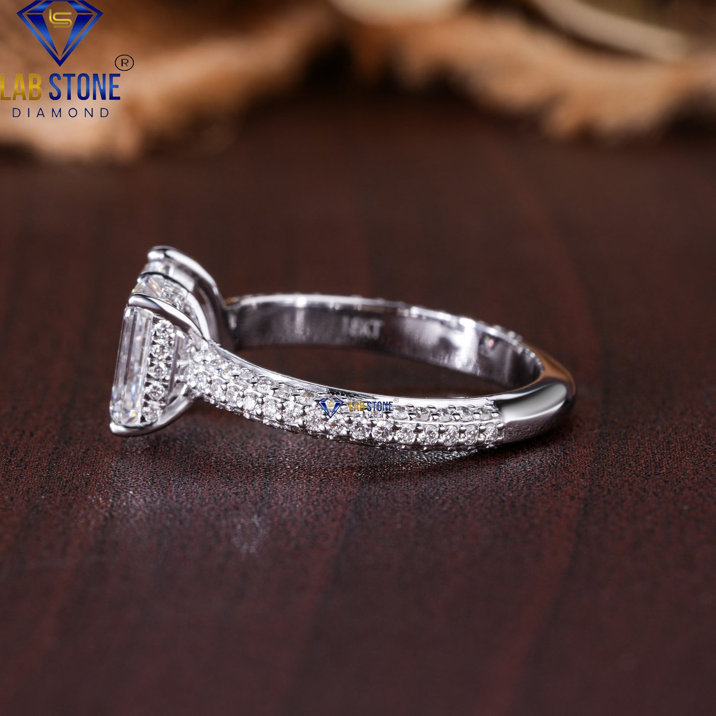 3.71 TDW Emerald, Pear & Round Cut Diamond Women's Engagement Ring