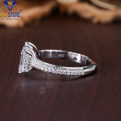 3.71 TDW Emerald, Pear & Round Cut Diamond Women's Engagement Ring