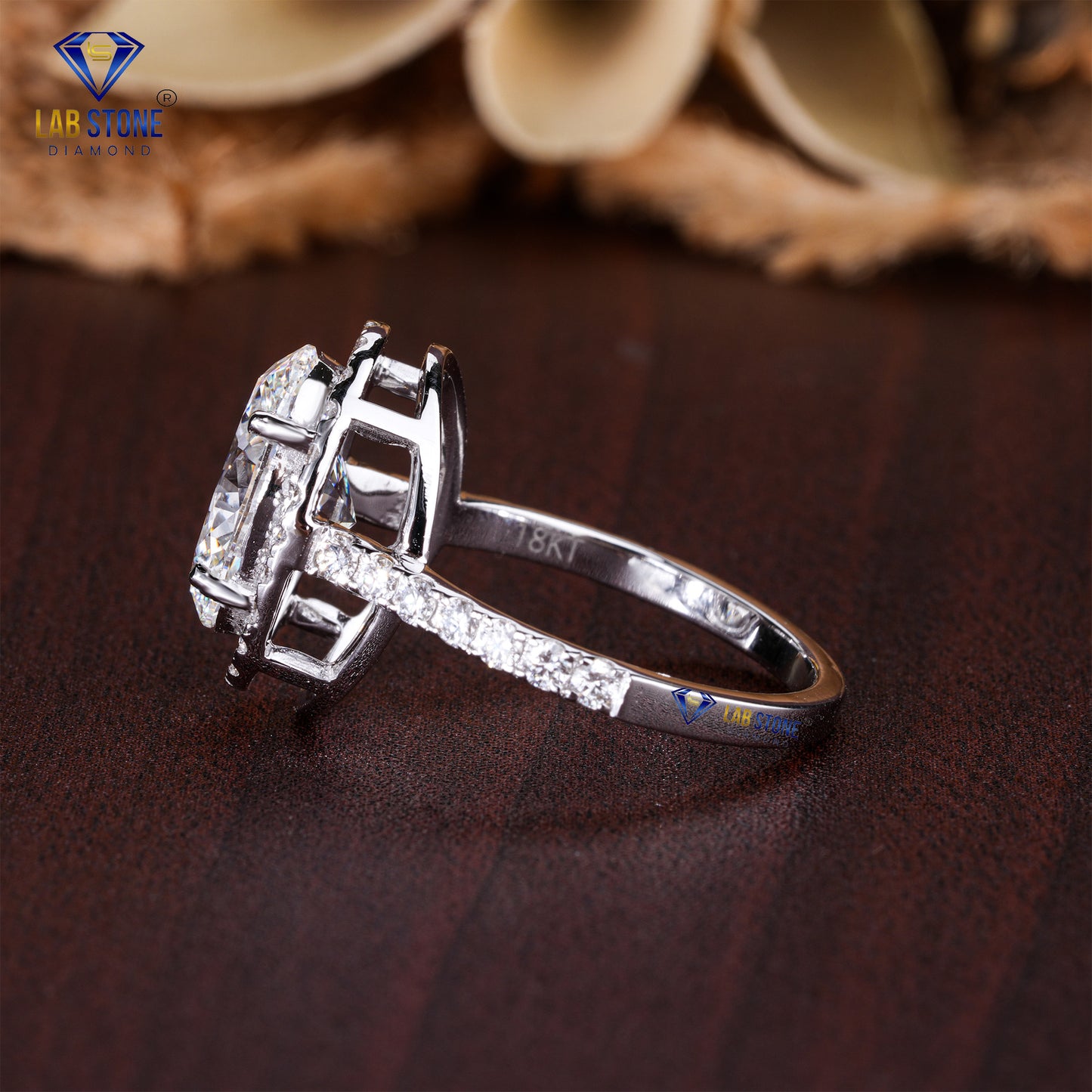 2.19 TDW Oval & Round Cut Diamond Women’s Halo Ring