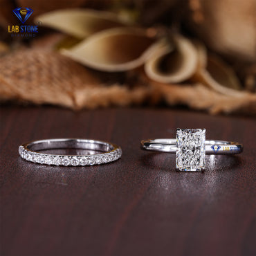 1.34 TDW Radiant & Round Cut Diamond Women's Ring with Band