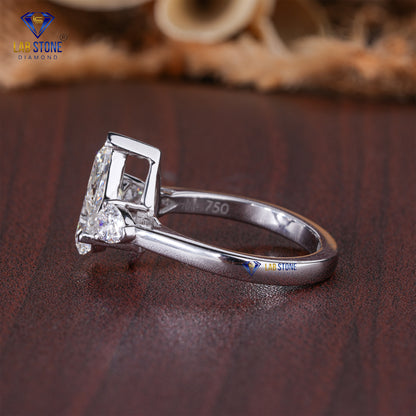 3.67 TDW Pear Cut Diamond Women's Three Stone Ring