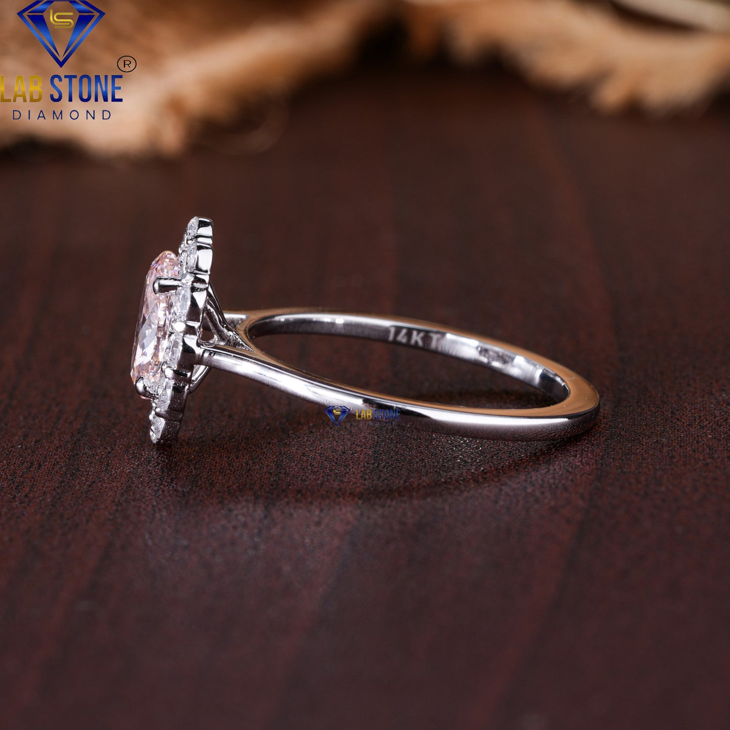 1.21 TDW Fancy Pink Oval & Round Cut Diamond Women's Halo Ring