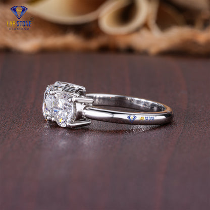 3.66 TDW Round Cut Diamond Women's Three Stone Ring