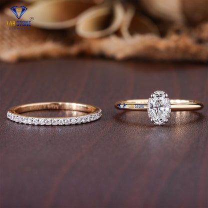 0.69 TDW Oval & Round Cut Women's Diamond Ring with Band