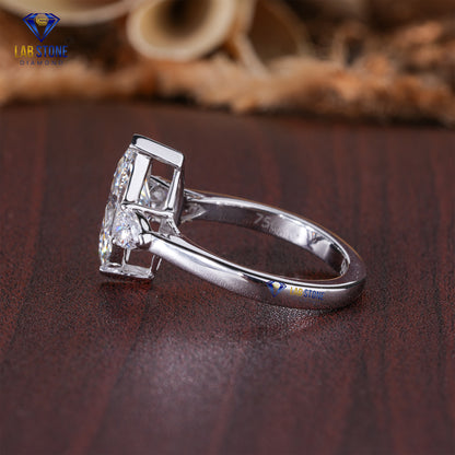 2.56 TDW Marquise & Pear Cut Diamond Women's Three Stone Ring