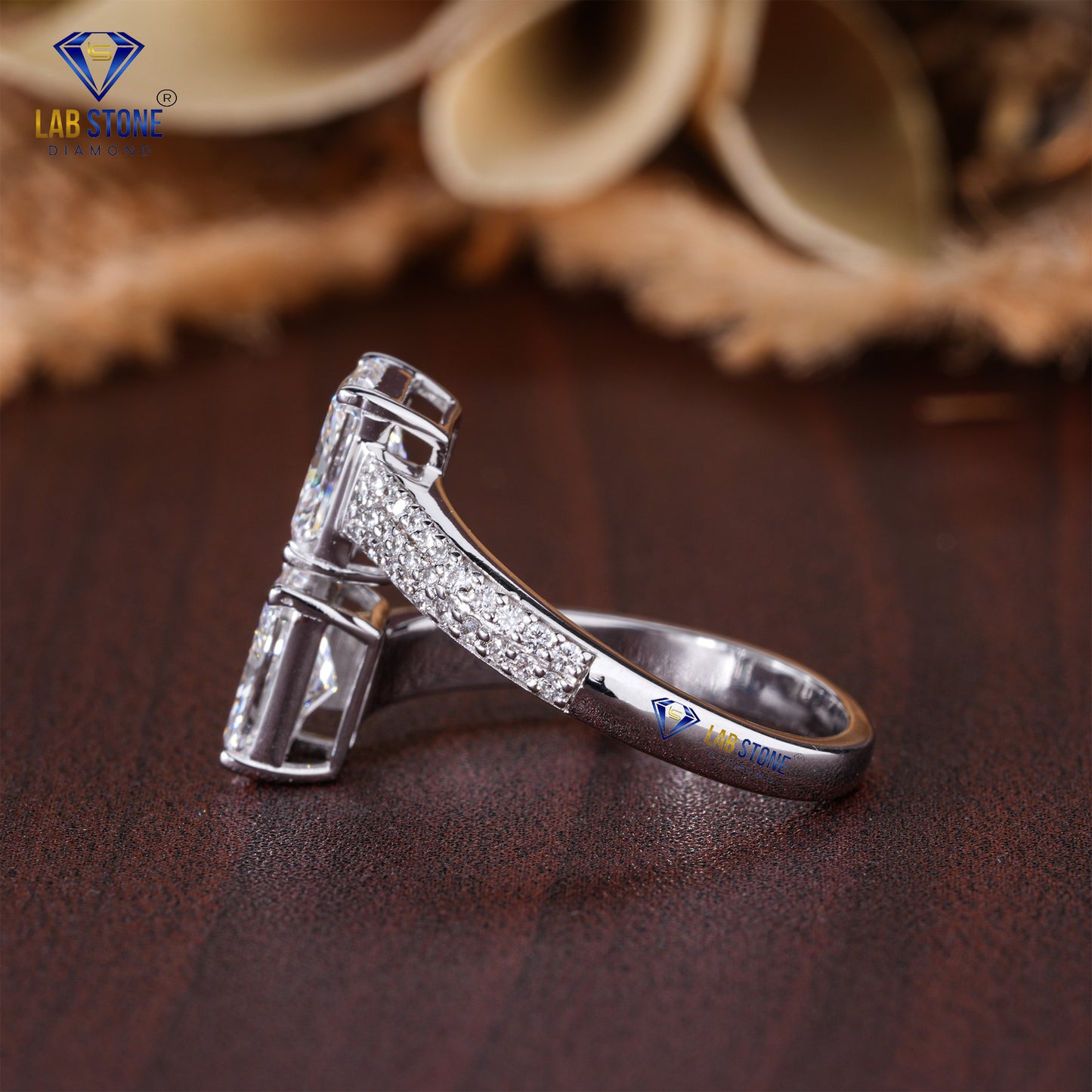 2.41 TDW Radiant & Round Cut Diamond Women's Engagement Ring