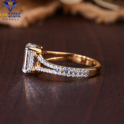 2.12 TDW Emerald & Round Cut Diamond Women's Engagement Ring