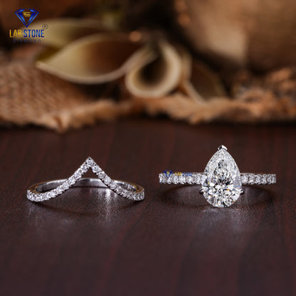 2.22 TDW Pear & Round Cut Women’s Diamond Ring with Band