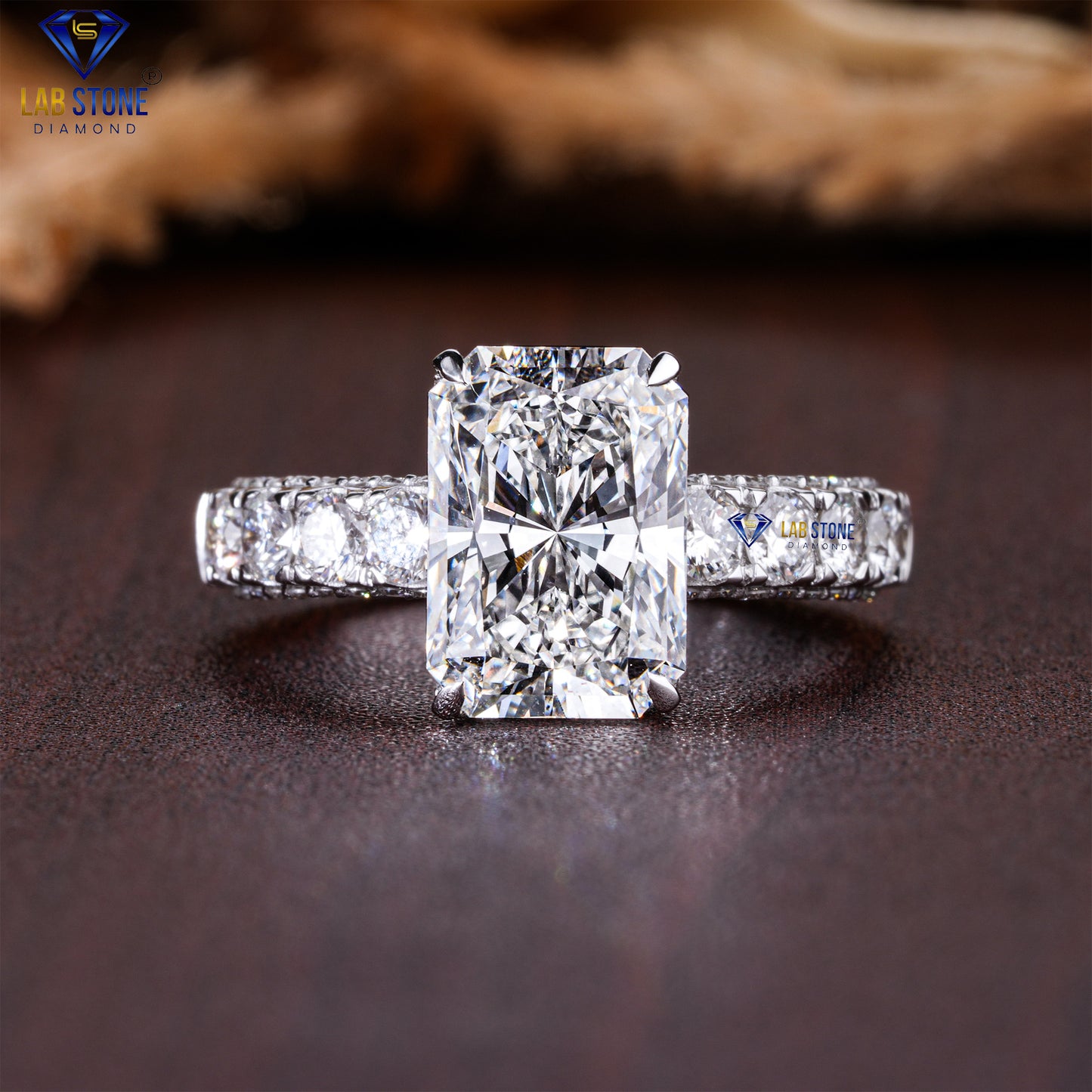 3.99 TDW Radiant & Round Cut Diamond Women’s Engagement Ring