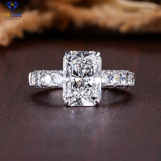 3.99 TDW Radiant & Round Cut Diamond Women’s Engagement Ring