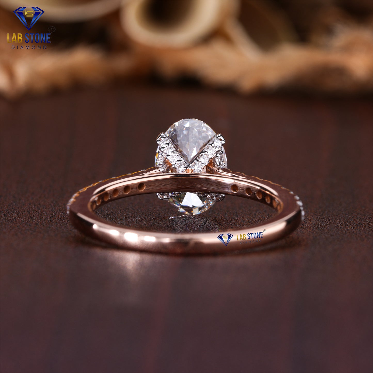 2.16 TDW Oval & Round Cut Diamond Women’s Hidden Halo Ring