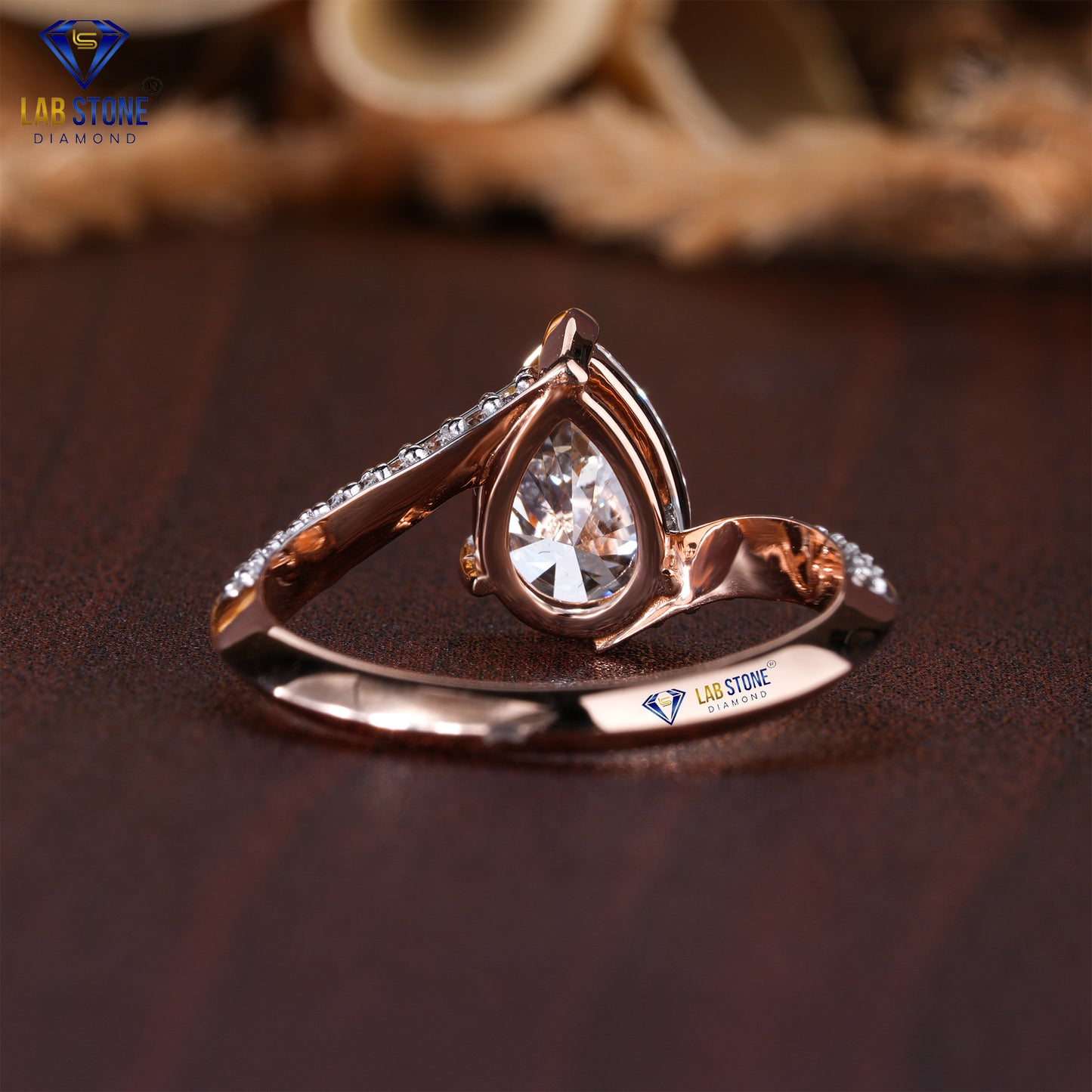 2.12 TDW Pear & Round Cut Diamond Women’s Engagement Ring