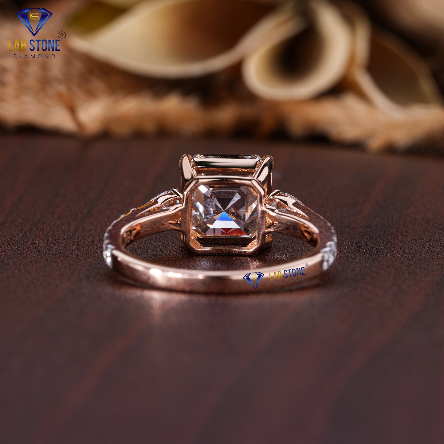 3.10 TDW Asscher, Pear & Round Cut Diamond Women's Engagement Ring