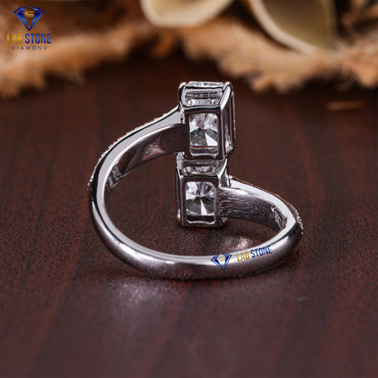 2.41 TDW Radiant & Round Cut Diamond Women's Engagement Ring