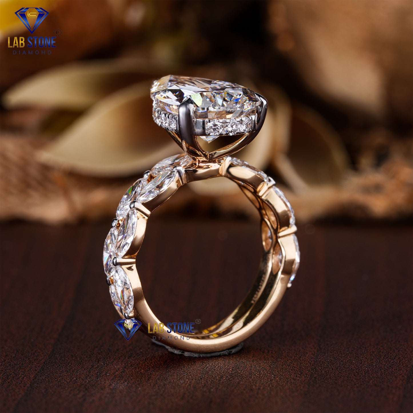 8.89 TDW Pear, Marquise & Round Cut Diamond Women’s Ring with Band