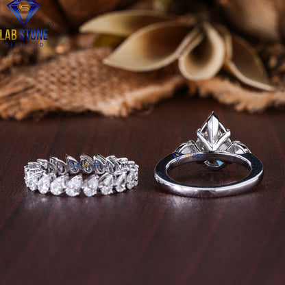 4.86 TDW Pear Cut Diamond Women's Ring with Band