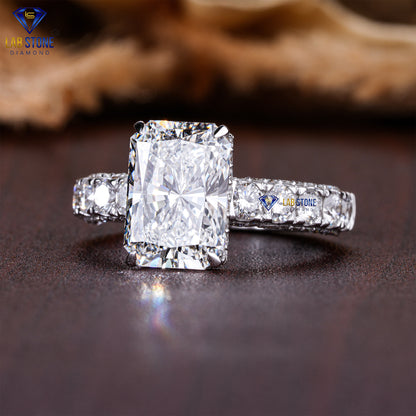 3.99 TDW Radiant & Round Cut Diamond Women’s Engagement Ring