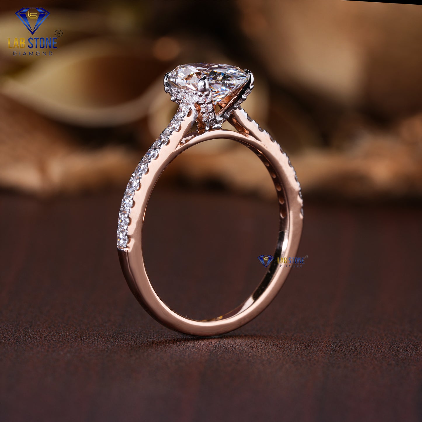 2.16 TDW Oval & Round Cut Diamond Women’s Hidden Halo Ring