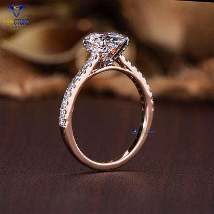 2.16 TDW Oval & Round Cut Diamond Women’s Hidden Halo Ring