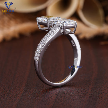 2.41 TDW Radiant & Round Cut Diamond Women's Engagement Ring