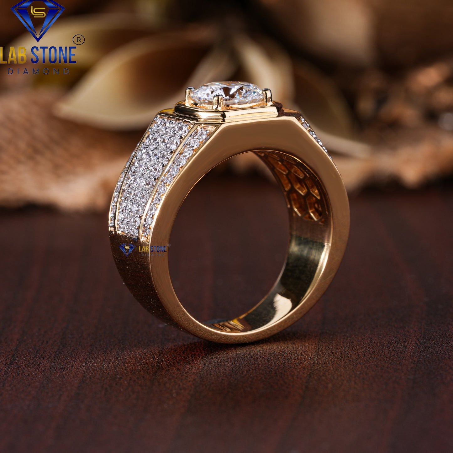 2.73 TDW Round Cut Diamond Men's Engagement Ring