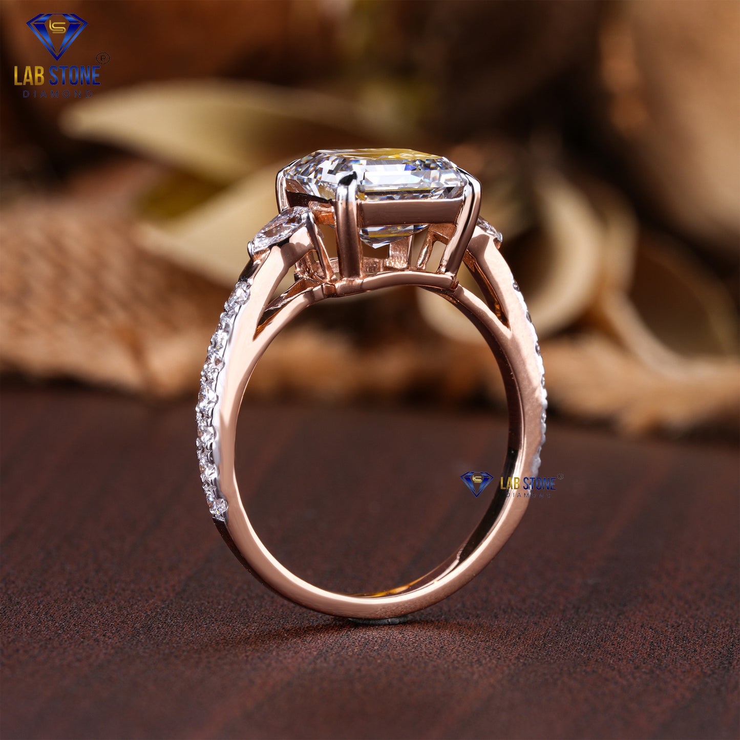 3.10 TDW Asscher, Pear & Round Cut Diamond Women's Engagement Ring