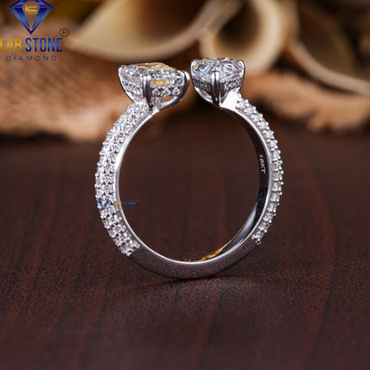 3.71 TDW Emerald, Pear & Round Cut Diamond Women's Engagement Ring