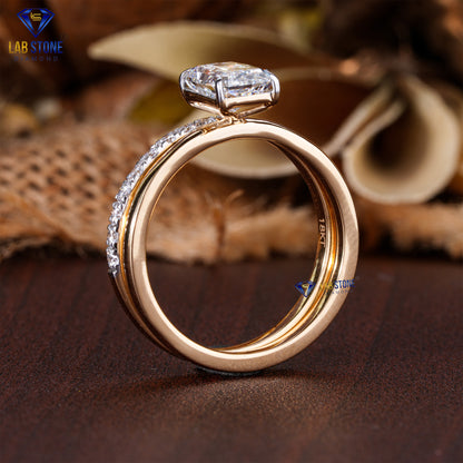 1.348 TDW Radiant & Round Cut Diamond Women’s Ring with Band