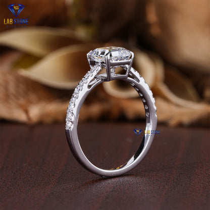 1.54 TDW Asscher & Round Cut Diamond Women's Engagement Ring
