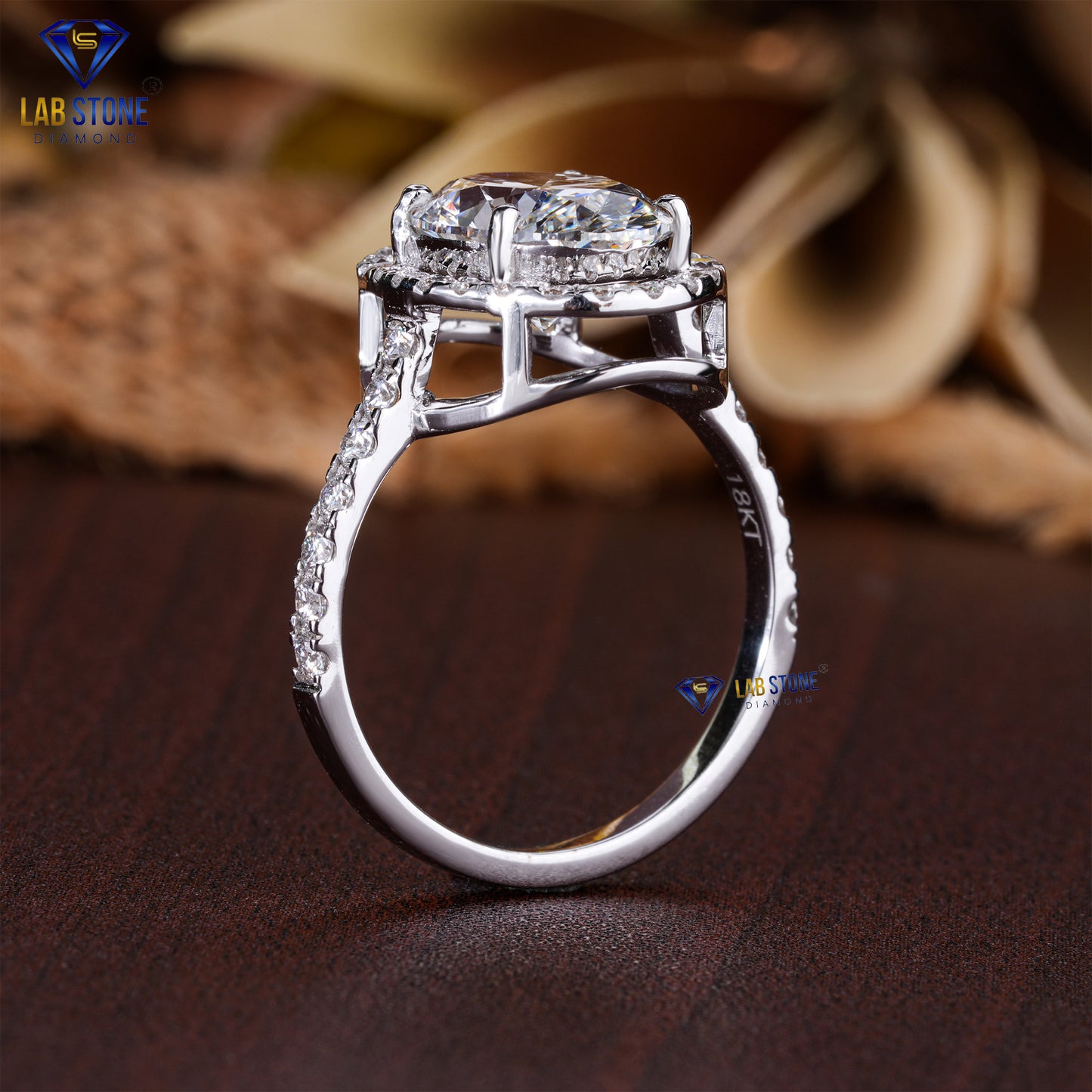 2.19 TDW Oval & Round Cut Diamond Women’s Halo Ring