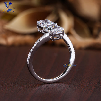 2.104 TDW Emerald, Radiant & Round Cut Diamond Women's Engagement Ring