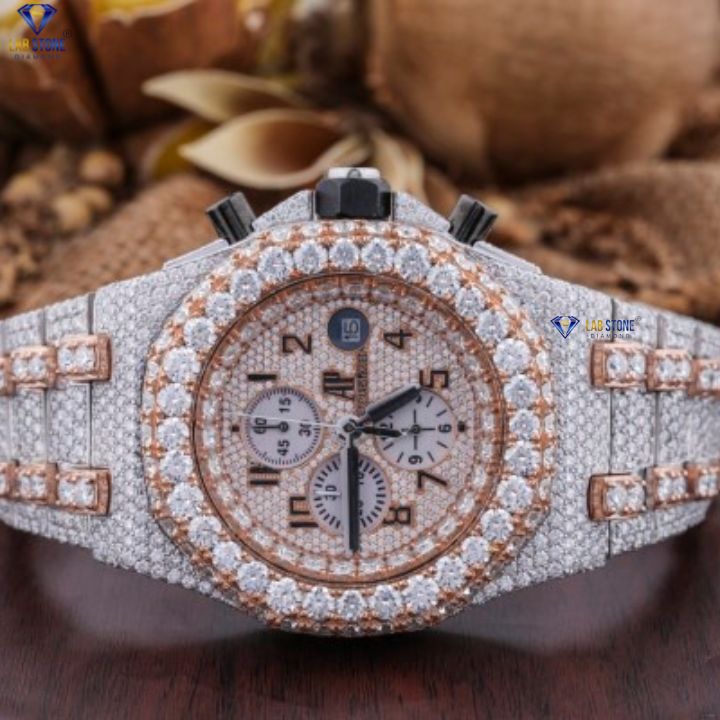 21.82 CT TDW Round Cut Moissanite Diamond men's Watch