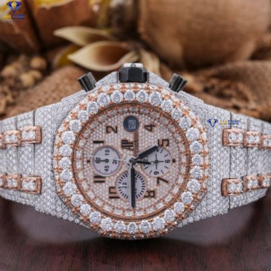 21.82 CT TDW Round Cut Moissanite Diamond men's Watch